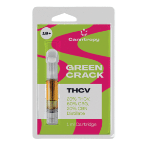 Canntropy THC-V Vape cartridge Green Crack, 20% THCV, 60% CBG, 20% CBN, 1ml