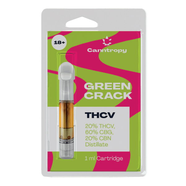 Canntropy THC-V Vape cartridge Green Crack, 20% THCV, 60% CBG, 20% CBN, 1ml