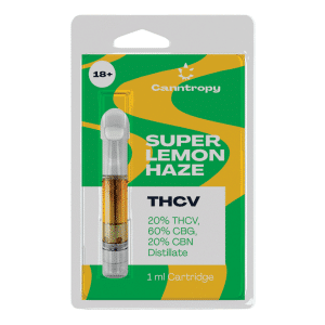 Canntropy THC-V Vape cartridge Super Lemon Haze, 20% THCV, 60% CBG, 20% CBN, 1ml