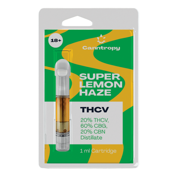 Canntropy THC-V Vape cartridge Super Lemon Haze, 20% THCV, 60% CBG, 20% CBN, 1ml