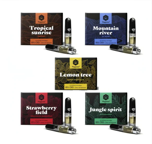 Happease CBD Vape cartridge bundle 85% CBD fullspectrum, 10ks x 600mg