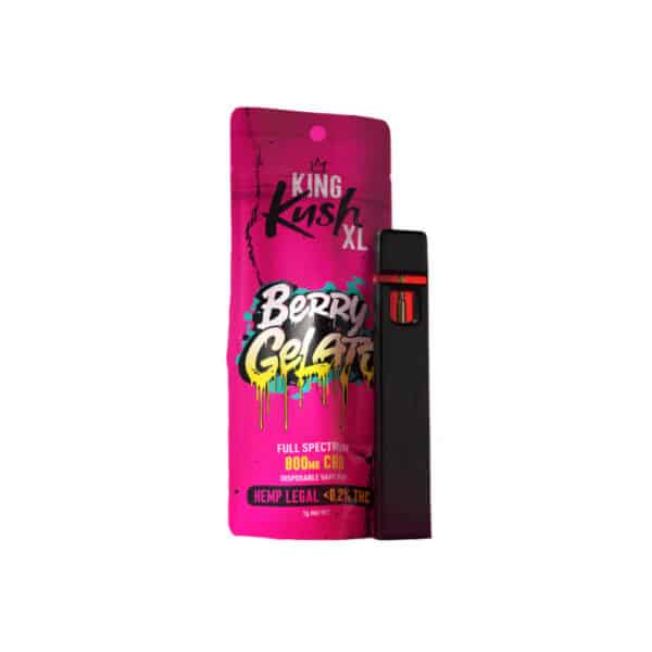 Kush Vape King Kush XL 800mg CBD fullspectrum Disposable Vape pen, Berry Gelato, 1ml