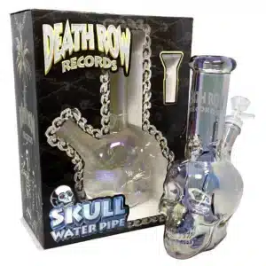 Death Row Records – 8″ Assorted Metallic Skull Beaker Water Pipe – with 14mm Bowl